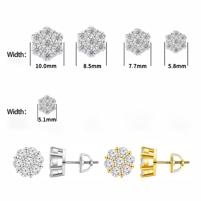 S925 D Color VVS Synthetic Moissanite Flower Stud Earrings Valentine's Day Gifts Jewelry