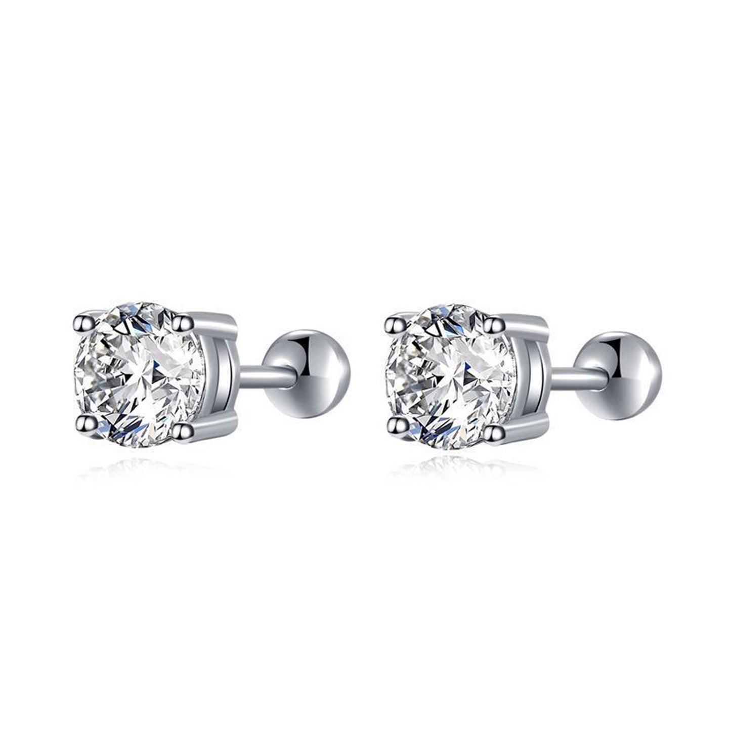 S925 0.3-1 Carat Round Brilliant Cut Moissanite Stud Earrings D Color VVS1 Simulated Diamond Sterling Silver Earrings Gift for Women
