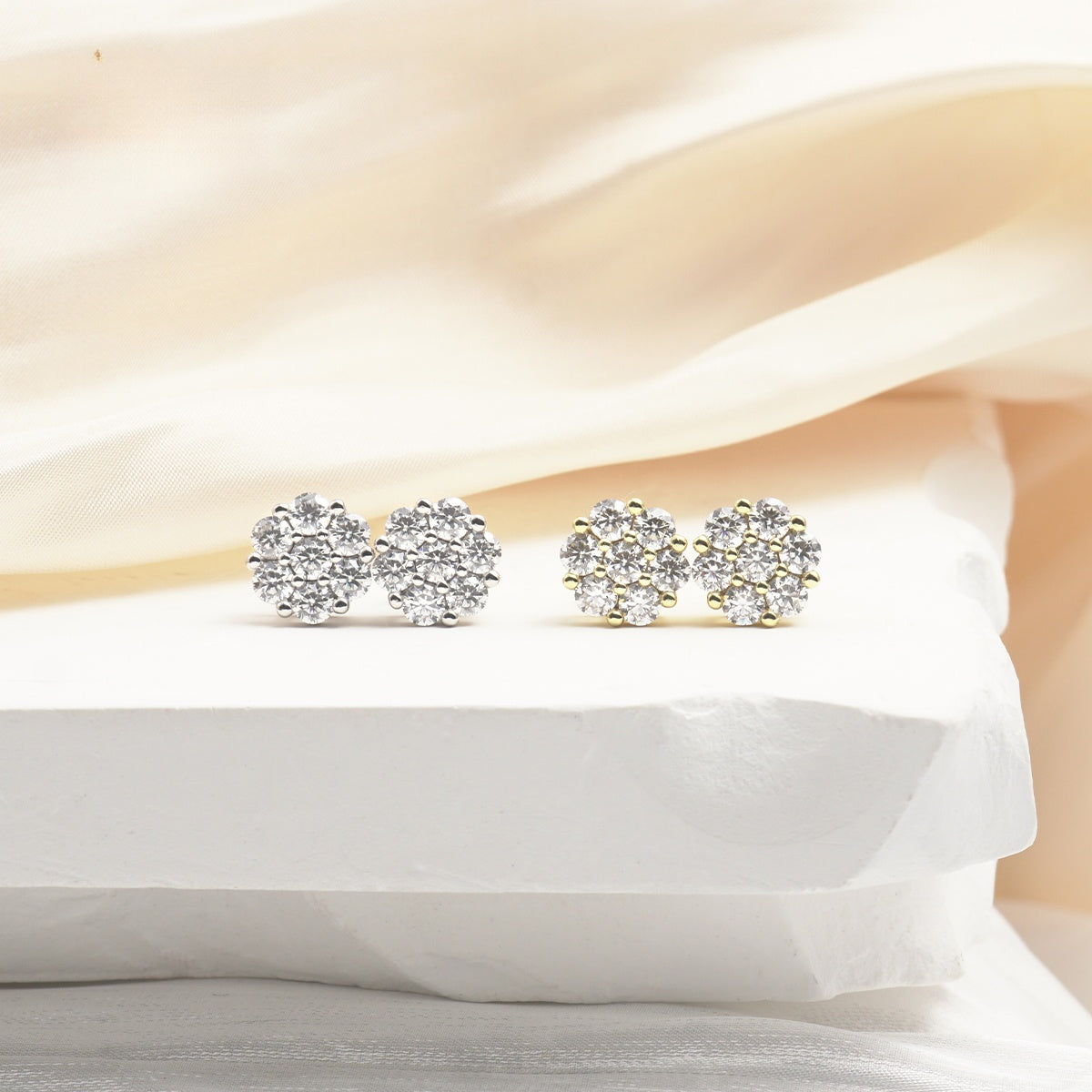 S925 D Color VVS Synthetic Moissanite Flower Stud Earrings Valentine's Day Gifts Jewelry