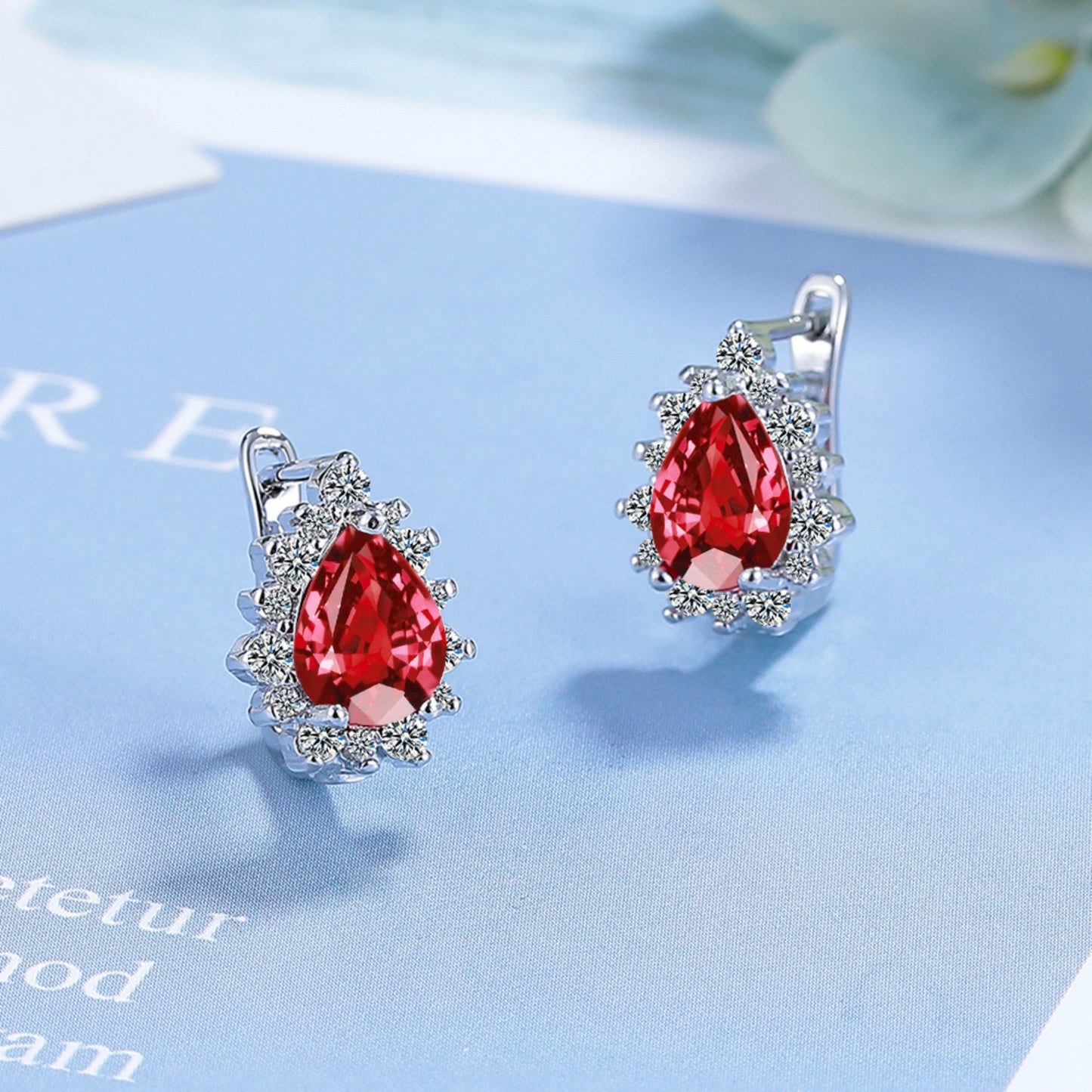 Water Drop Hoop Earrings with Blue Diamond French Classic 925 Silver Earrings Suitable for Women's Gifts