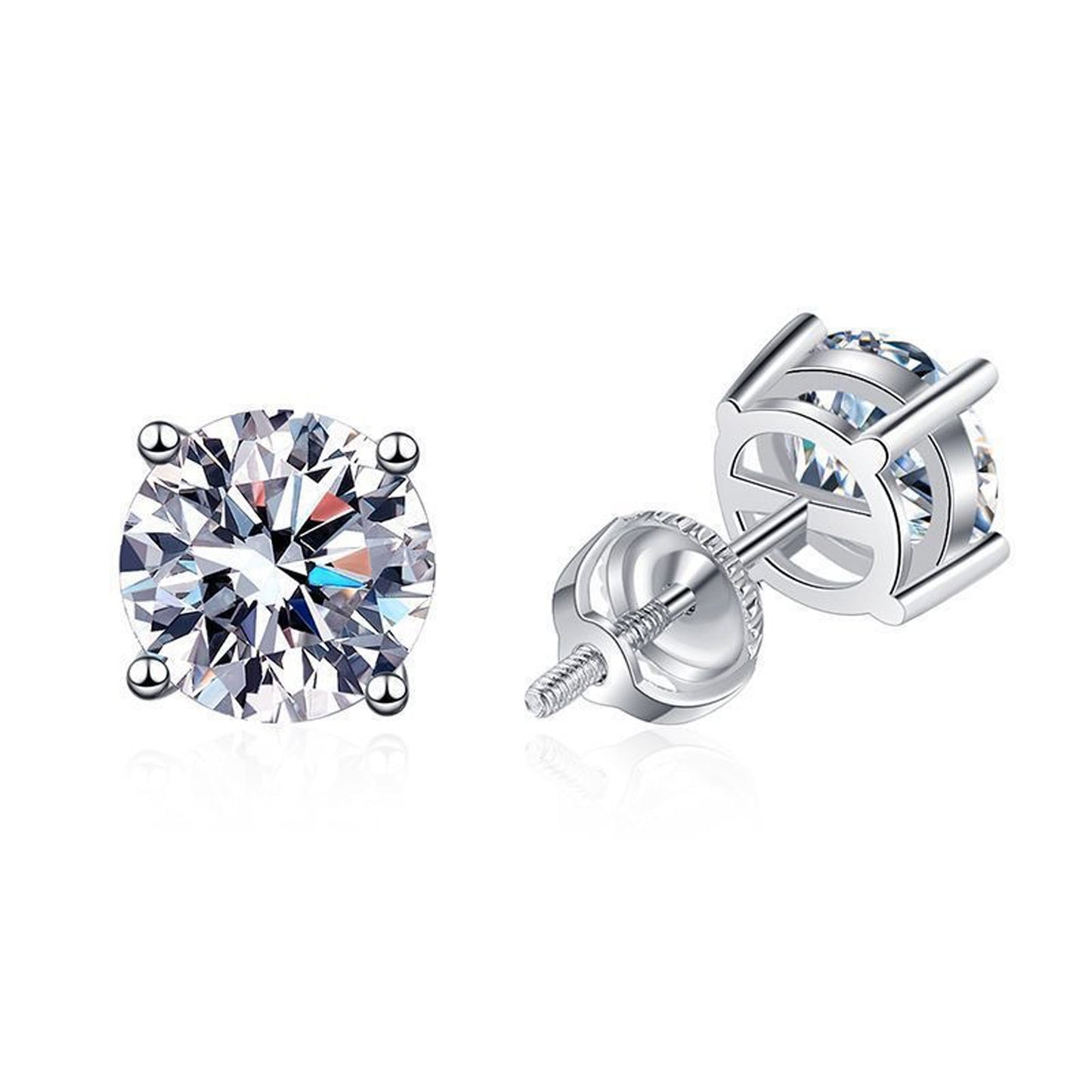 S925 0.3-1 Carat Round Brilliant Cut Moissanite Stud Earrings D Color VVS1 Simulated Diamond Sterling Silver Earrings Gift for Women