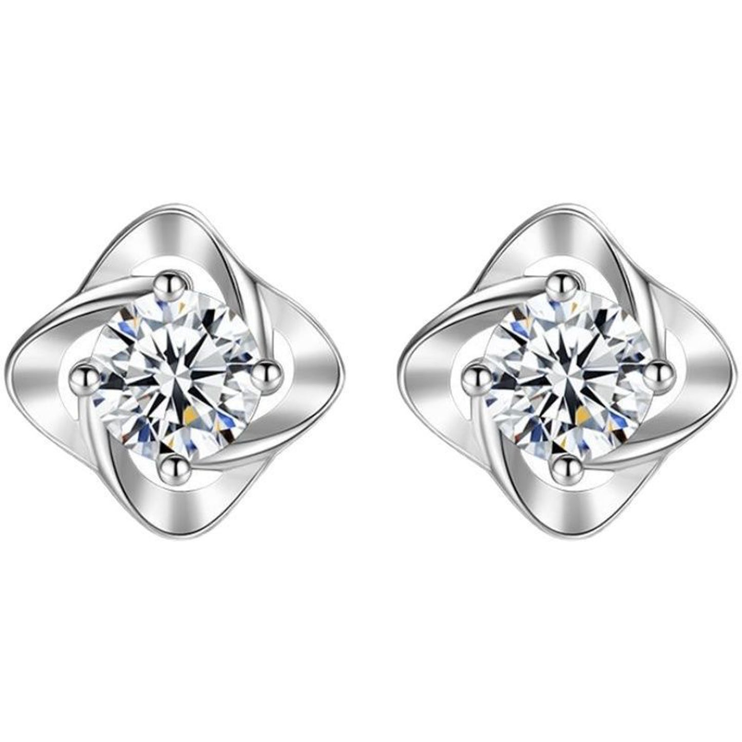 S925 0.3-1 Carat Round Brilliant Cut Moissanite Stud Earrings D Color VVS1 Simulated Diamond Sterling Silver Earrings Gift for Women