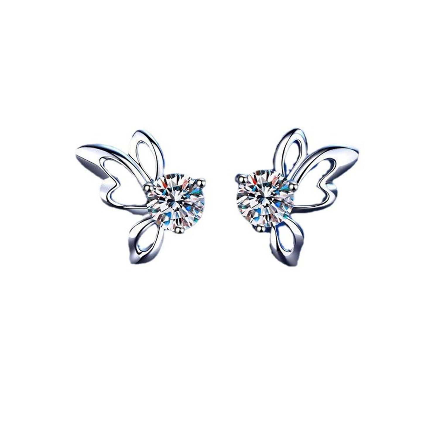 S925 0.3-1 Carat Round Brilliant Cut Moissanite Stud Earrings D Color VVS1 Simulated Diamond Sterling Silver Earrings Gift for Women