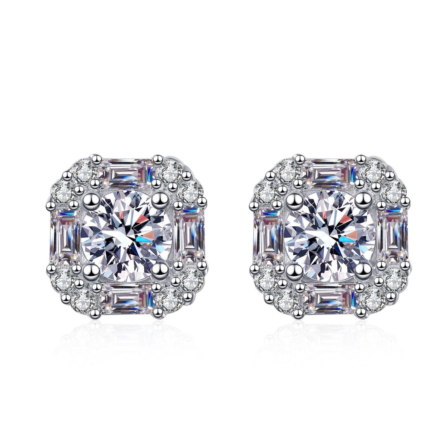 S925 0.3-1 Carat Round Brilliant Cut Moissanite Stud Earrings D Color VVS1 Simulated Diamond Sterling Silver Earrings Gift for Women