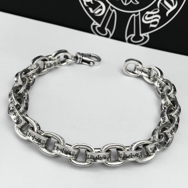 In Box CH Silver Punk Letter Cross Bracelet Gothic Style Cross Rosary Chain Jewelry Birthday Gift