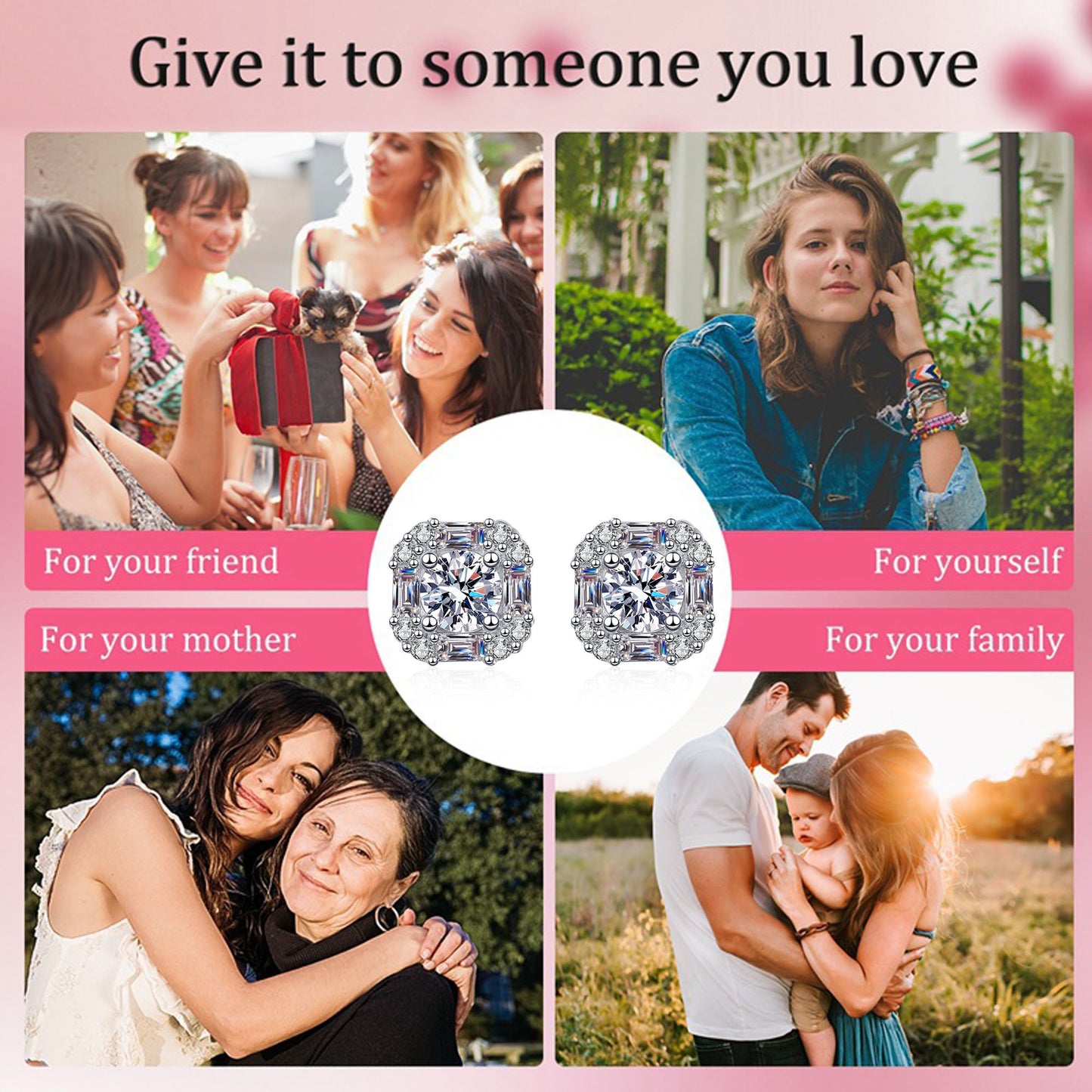 S925 0.3-1 Carat Round Brilliant Cut Moissanite Stud Earrings D Color VVS1 Simulated Diamond Sterling Silver Earrings Gift for Women