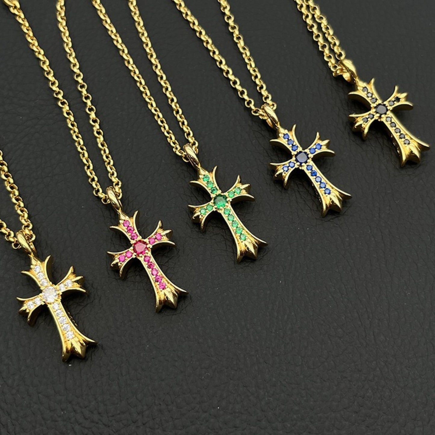 Cross Vintage White Gold Diamond Necklace for Men & Women Designer Eternal Hearts Goth Silver White Diamond Cross Necklace