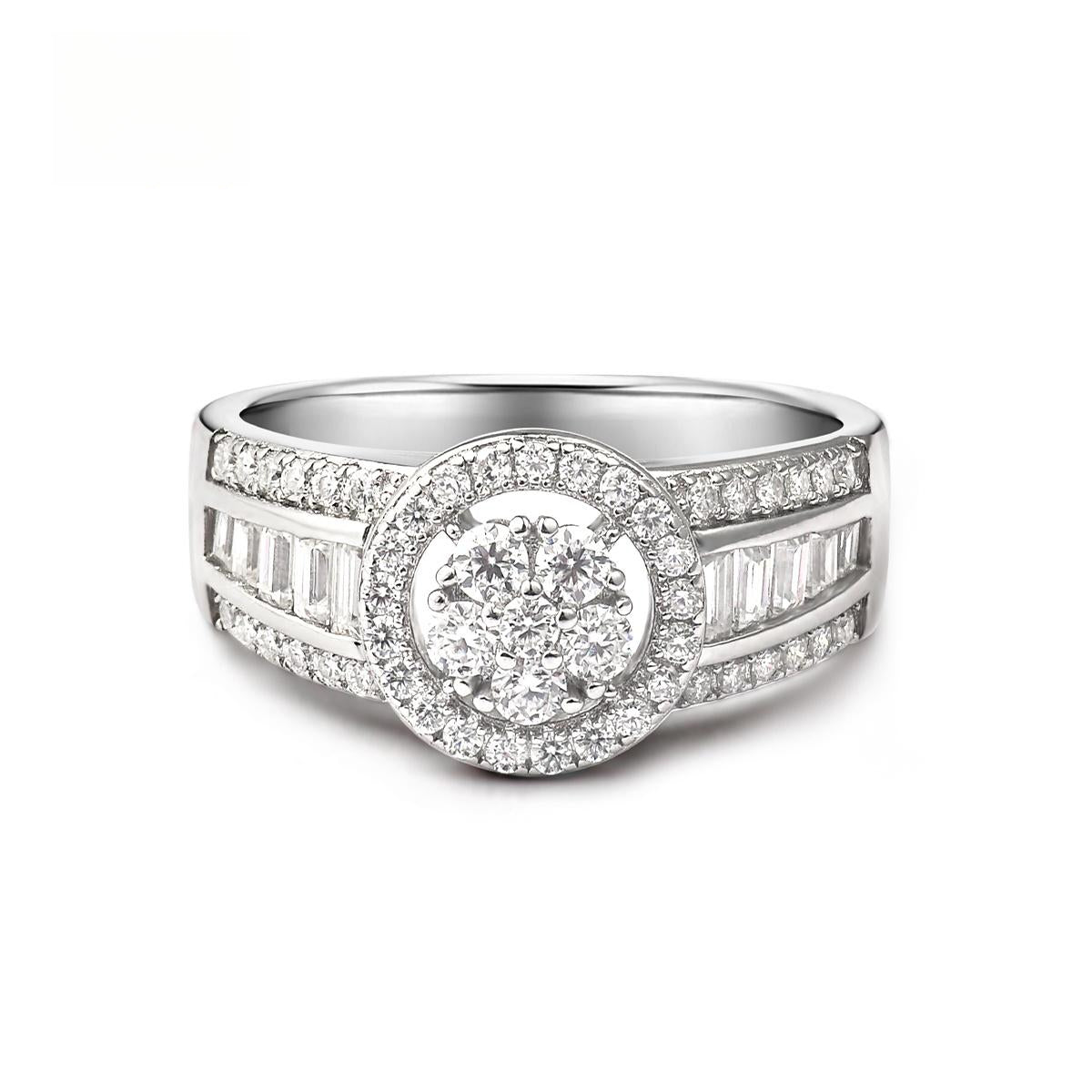 Hip Hop Halo Cocktail Ring D Color VVS Synthetic Moissanite S925 Stunning Unisex Ring Perfect for Any Occasion & Everyday Wear Birthday Anniversary Gifts
