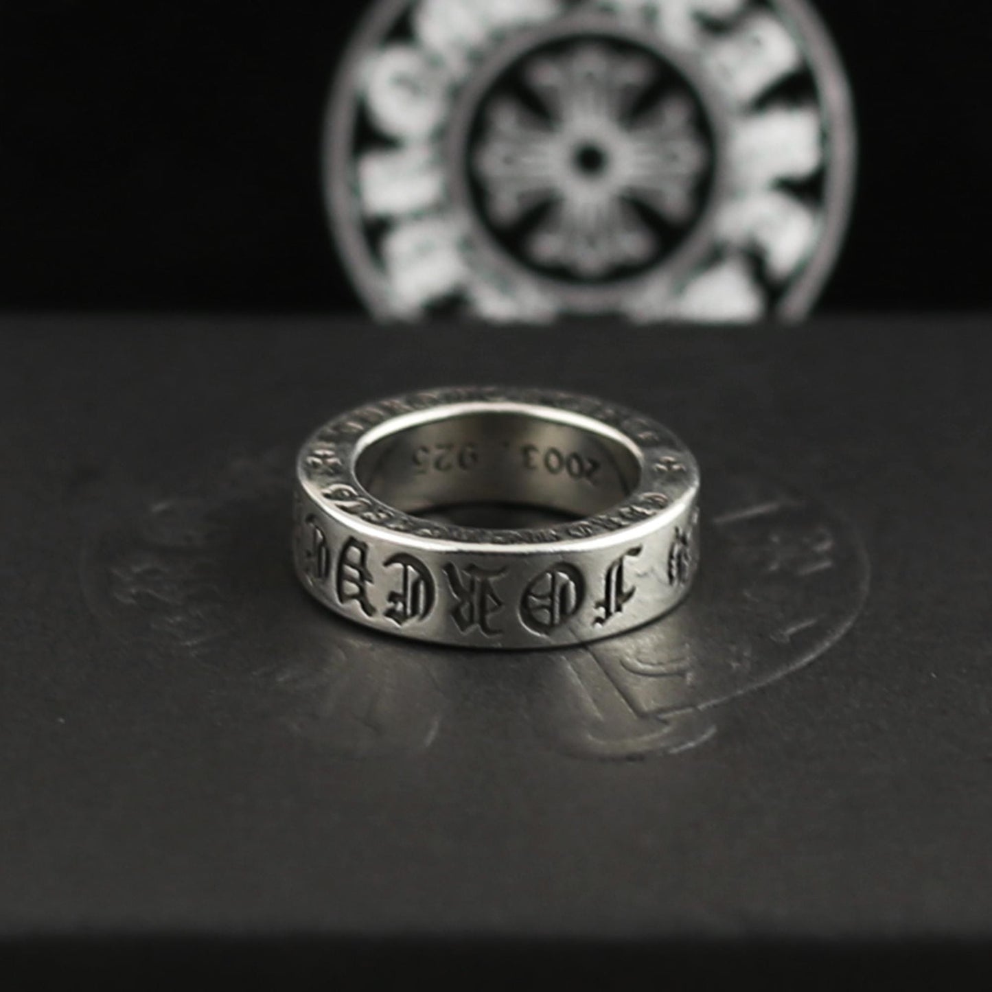CH In Box 925 Silver Classic Punk Eternal Cross Ring Chrome Gothic style Birthday Gift