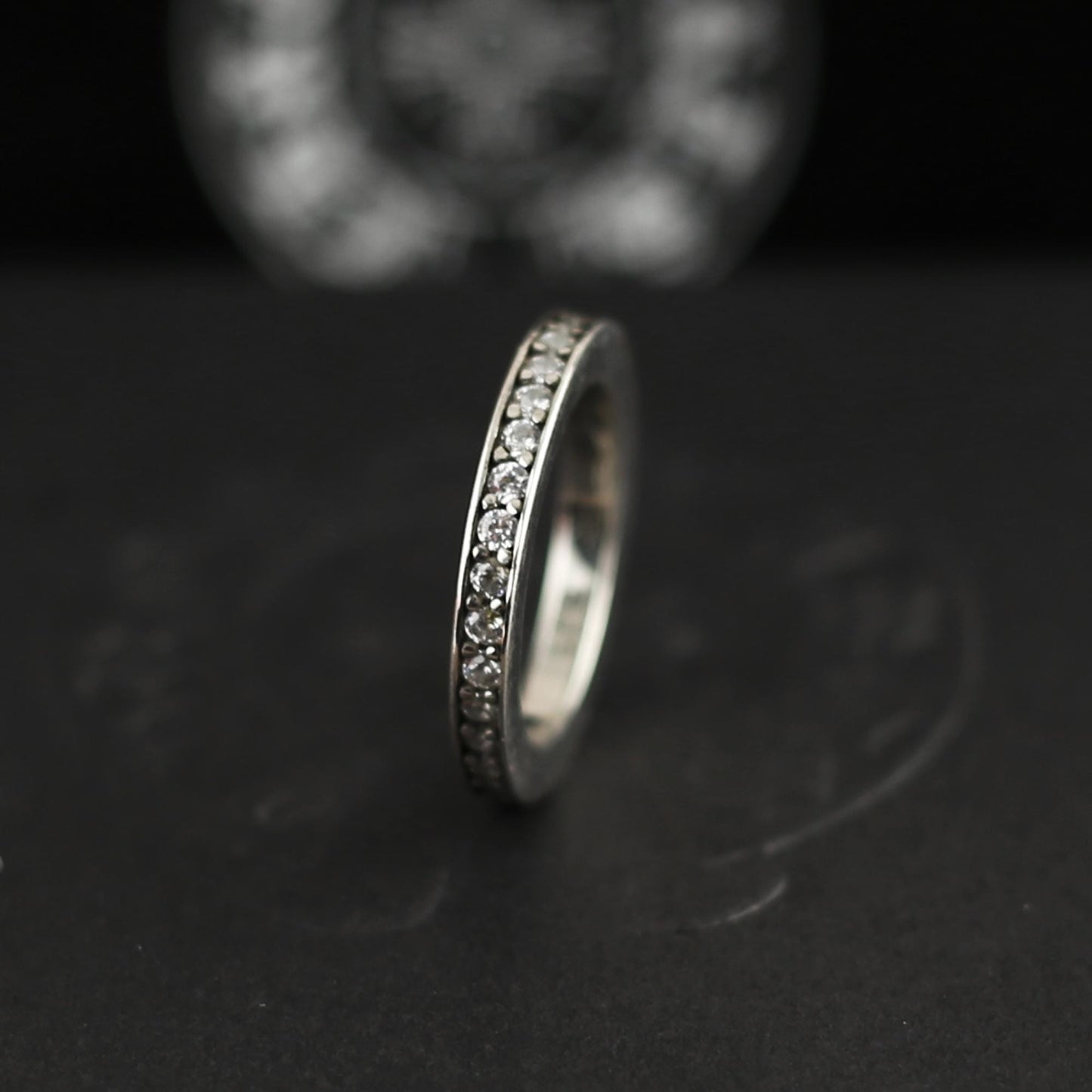 CH In Box 925 Silver Punk Zircon Letter Cross Flower Ring Chrome Gothic Style