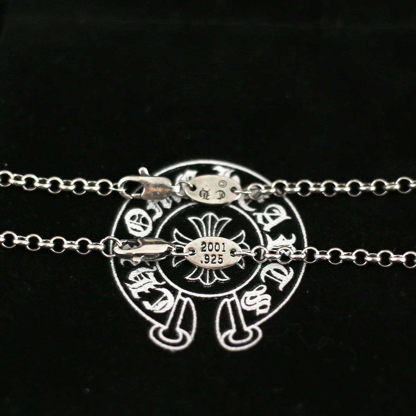 CH In Box 925 Silver Big and small bullets Pendant necklace chrome choke chain gothic style