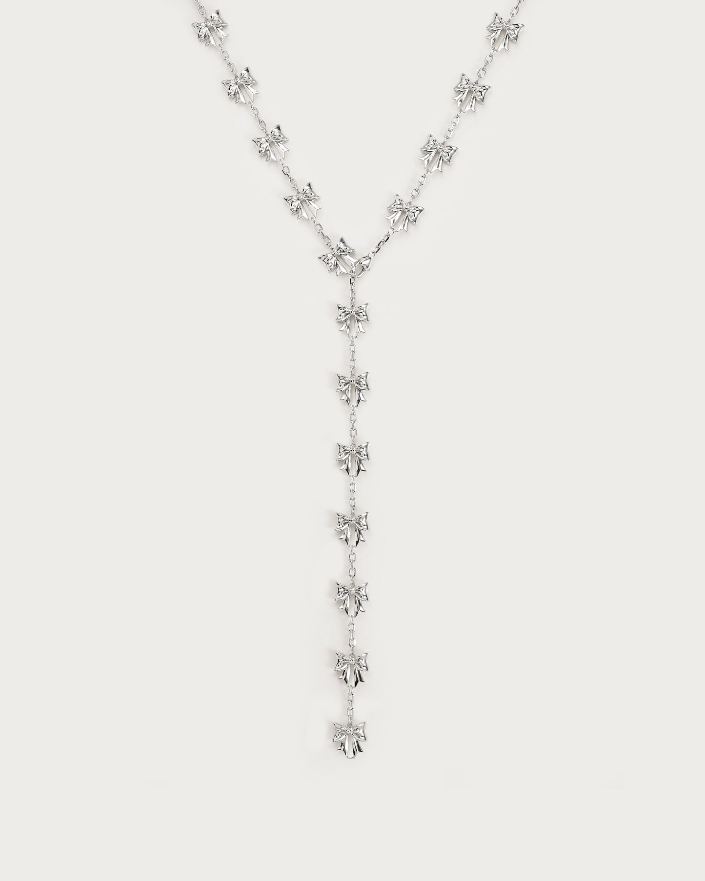 Bow Lariat Long Necklace in Gold