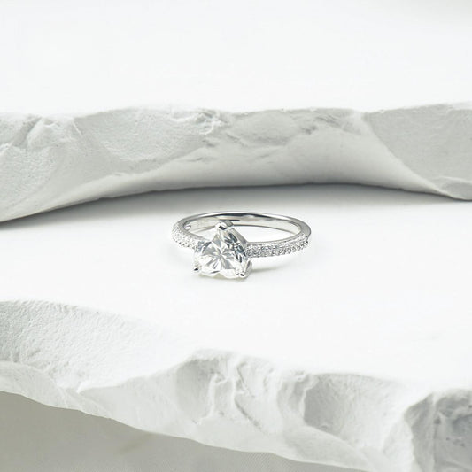 Heart Ring D Color VVS Synthetic Moissanite S925 Bling Ring Lady Women Perfect for Any Occasion & Everyday Wear Birthday Anniversary Engagement Wedding Gifts