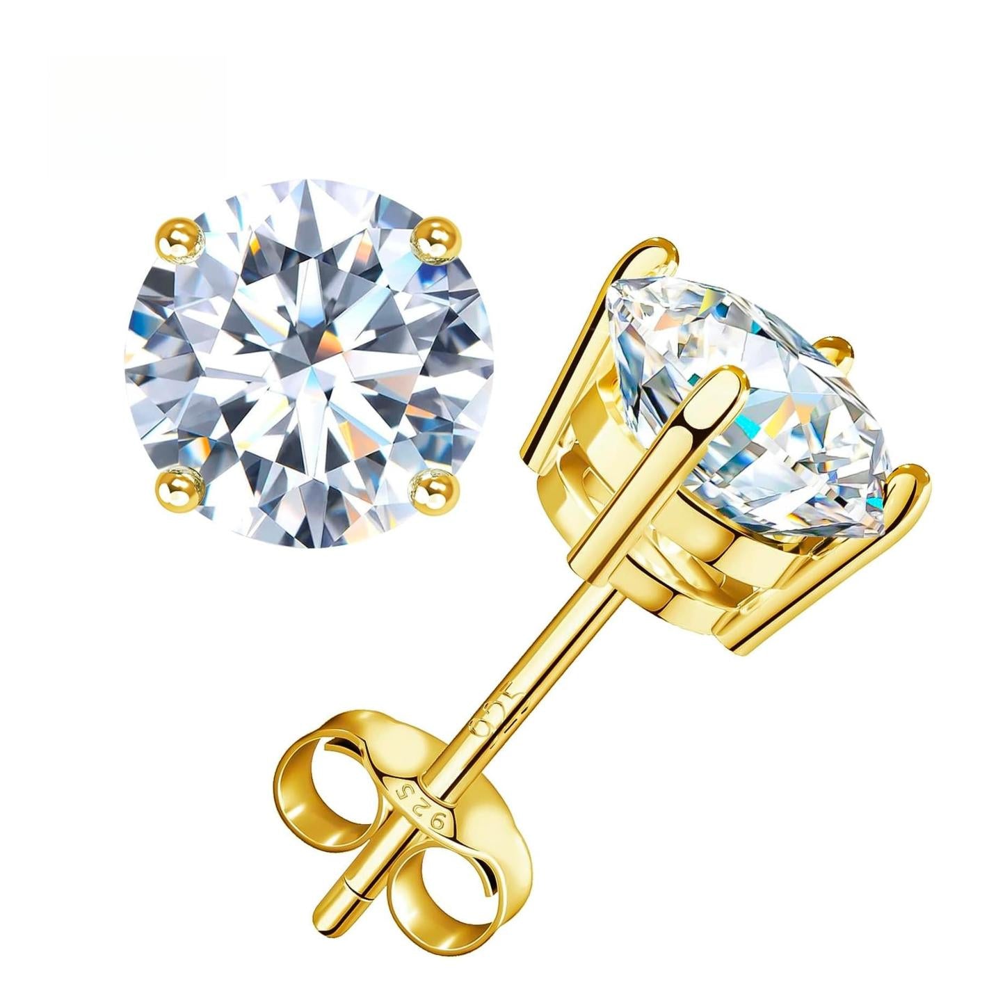 S925 ROUND SYNTHETIC MOISSANITE STUD EARRINGS ANNIVERSARY DAY GIFTS FOR MEN WOMEN