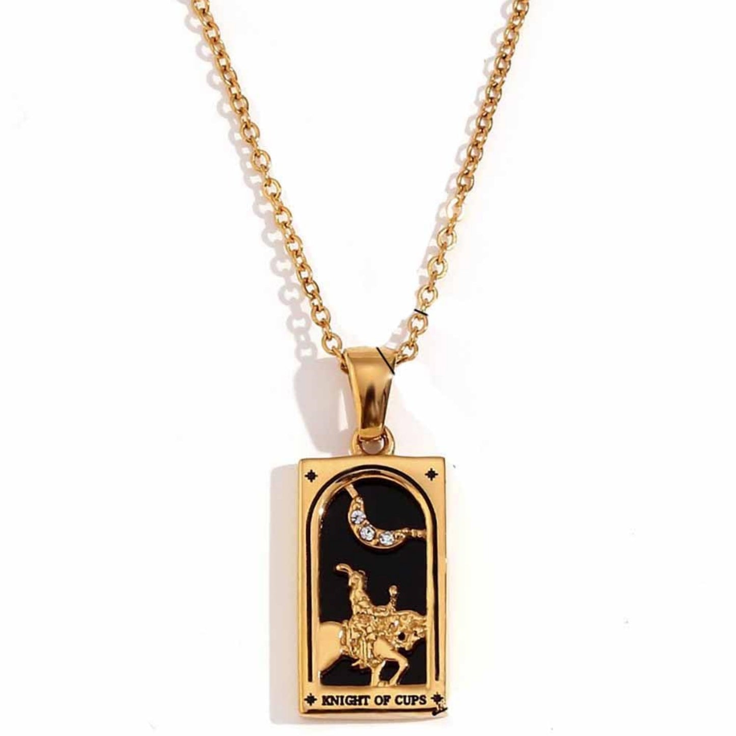 Tarot Card Necklace Queen Lover Knight Moon Necklace Tarnish Free Stainless Steel Jewelry Tarot Cards Pendant