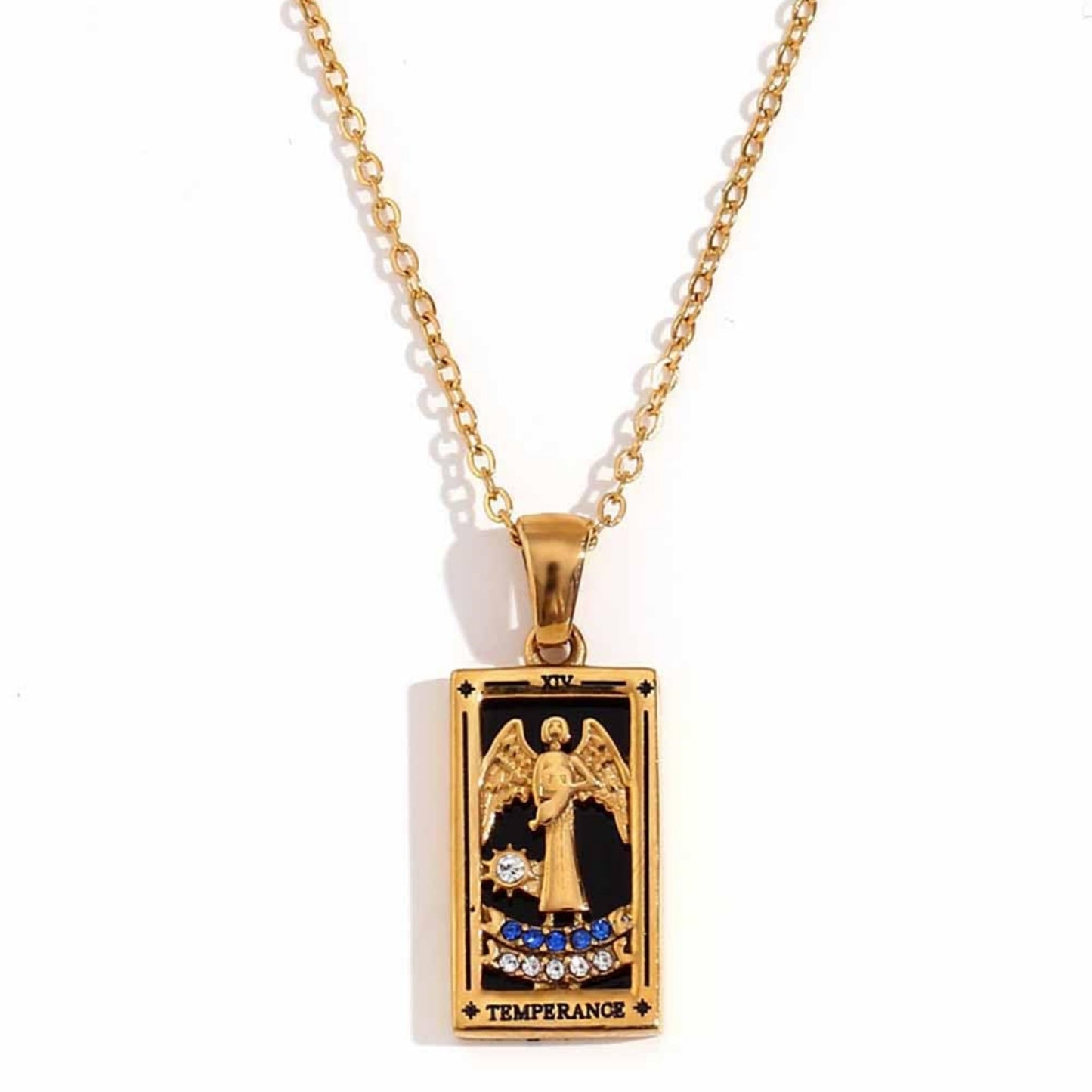 Tarot Card Necklace Queen Lover Knight Moon Necklace Tarnish Free Stainless Steel Jewelry Tarot Cards Pendant