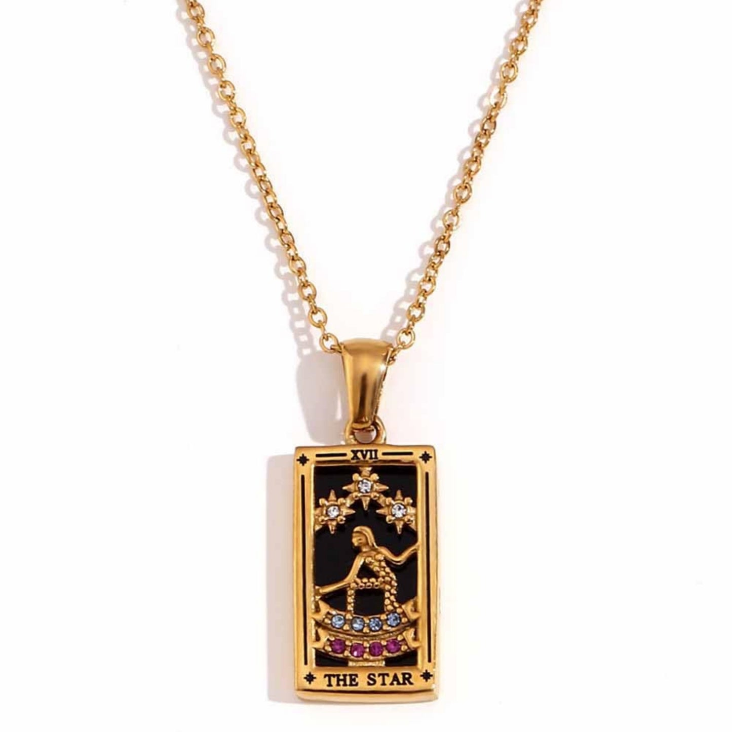 Tarot Card Necklace Queen Lover Knight Moon Necklace Tarnish Free Stainless Steel Jewelry Tarot Cards Pendant