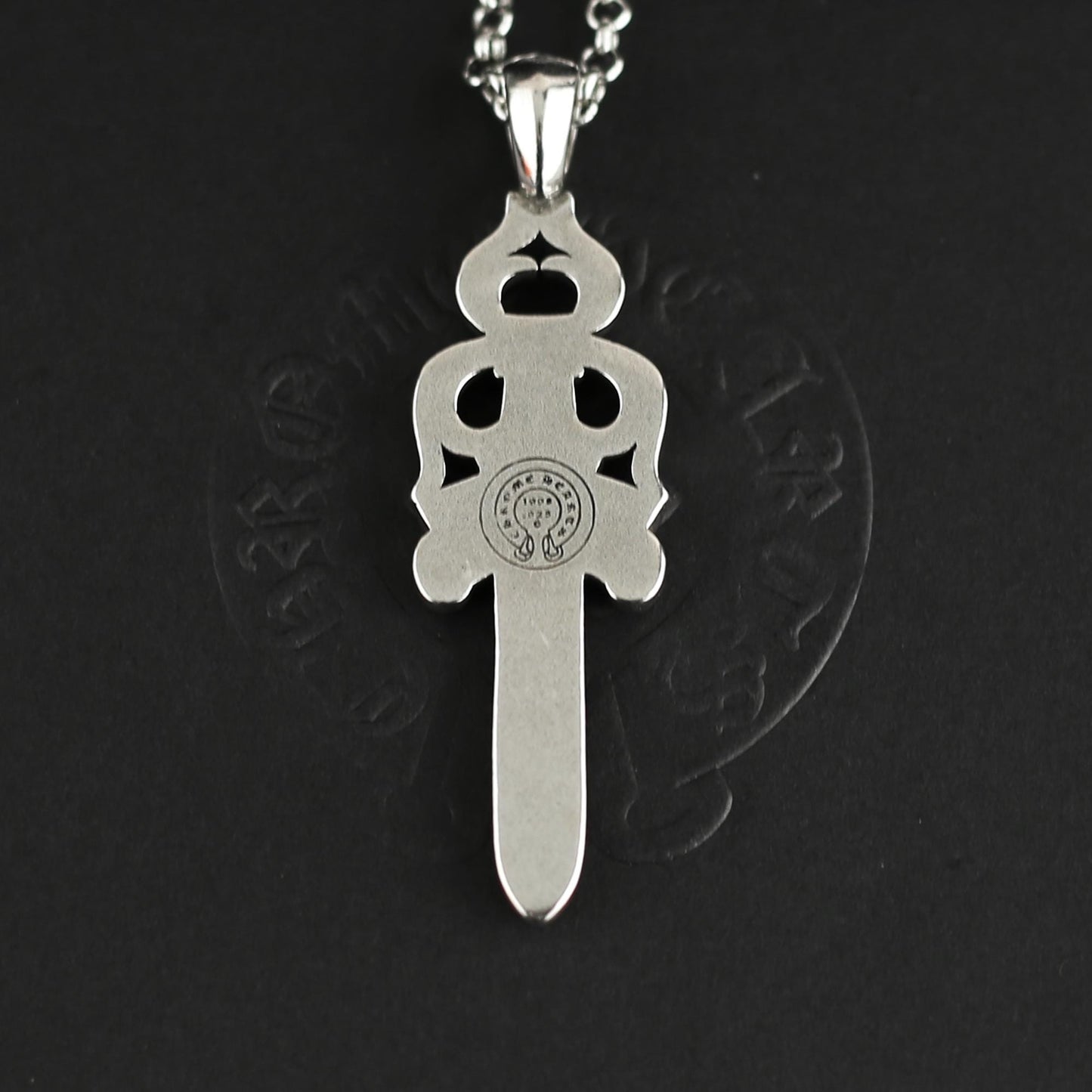 CH In Box 925 Silver dagger Pendant necklace Big Sword Pendant necklace chrome choke chain gothic style